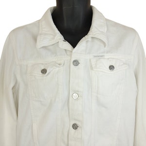 Calvin Klein Jeans Denim Trucker Jacket Vintage 90s White Mens Size Medium