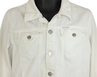 Calvin Klein Jeans Denim Trucker Jacket Vintage 90s White Mens Size Medium