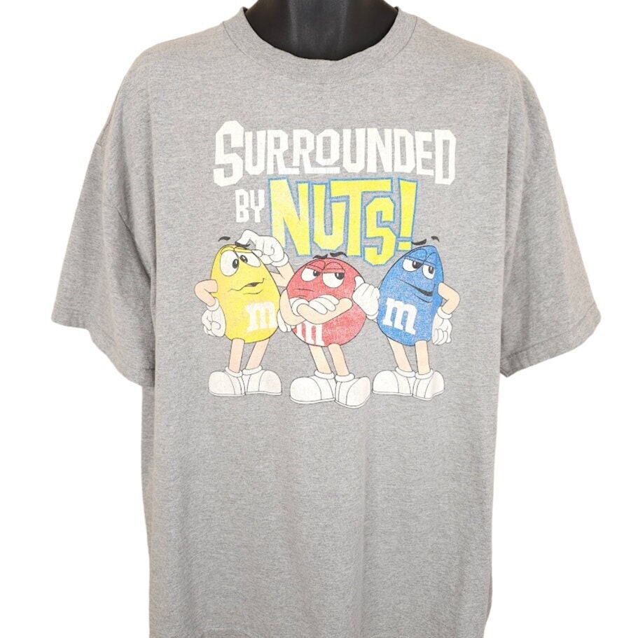 Vintage M&ms T Shirt Mens Size 2XL Gray 90s Surrounded by Nuts