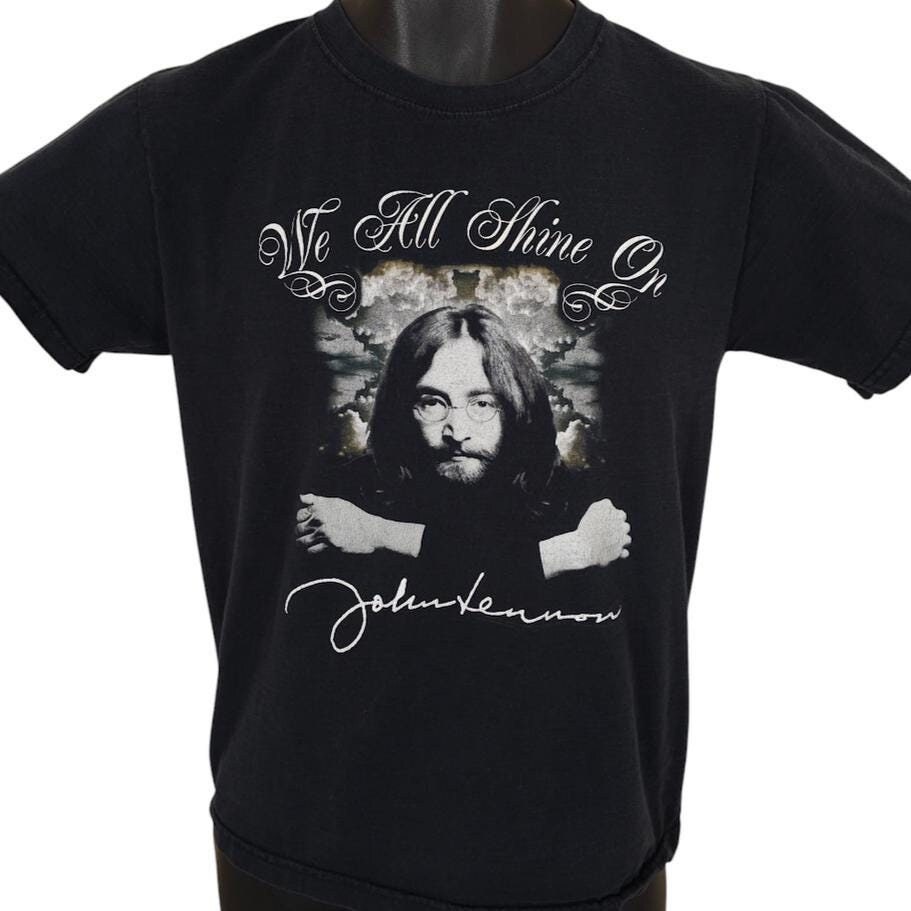 Vintage John Lennon T Shirt Mens Size Small Black Y2K We All Shine