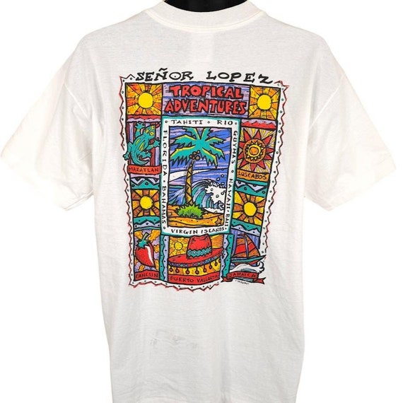 トップス 80s 90s \"Los Uros\" cotton design shirt Vintage 80 paper ware Cup Nostalgia Graphic Unisex Tshirt