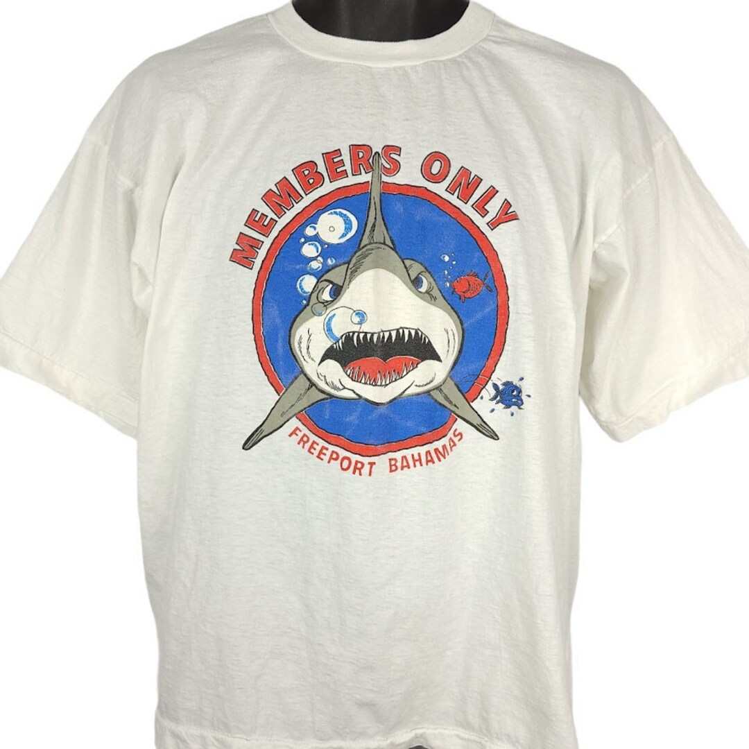 Shark Attack T Shirt Vintage 80s Members Only Freeport Bahamas