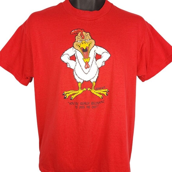 Rooster Chicken T Shirt Vintage 80s Funny Crude H… - image 1