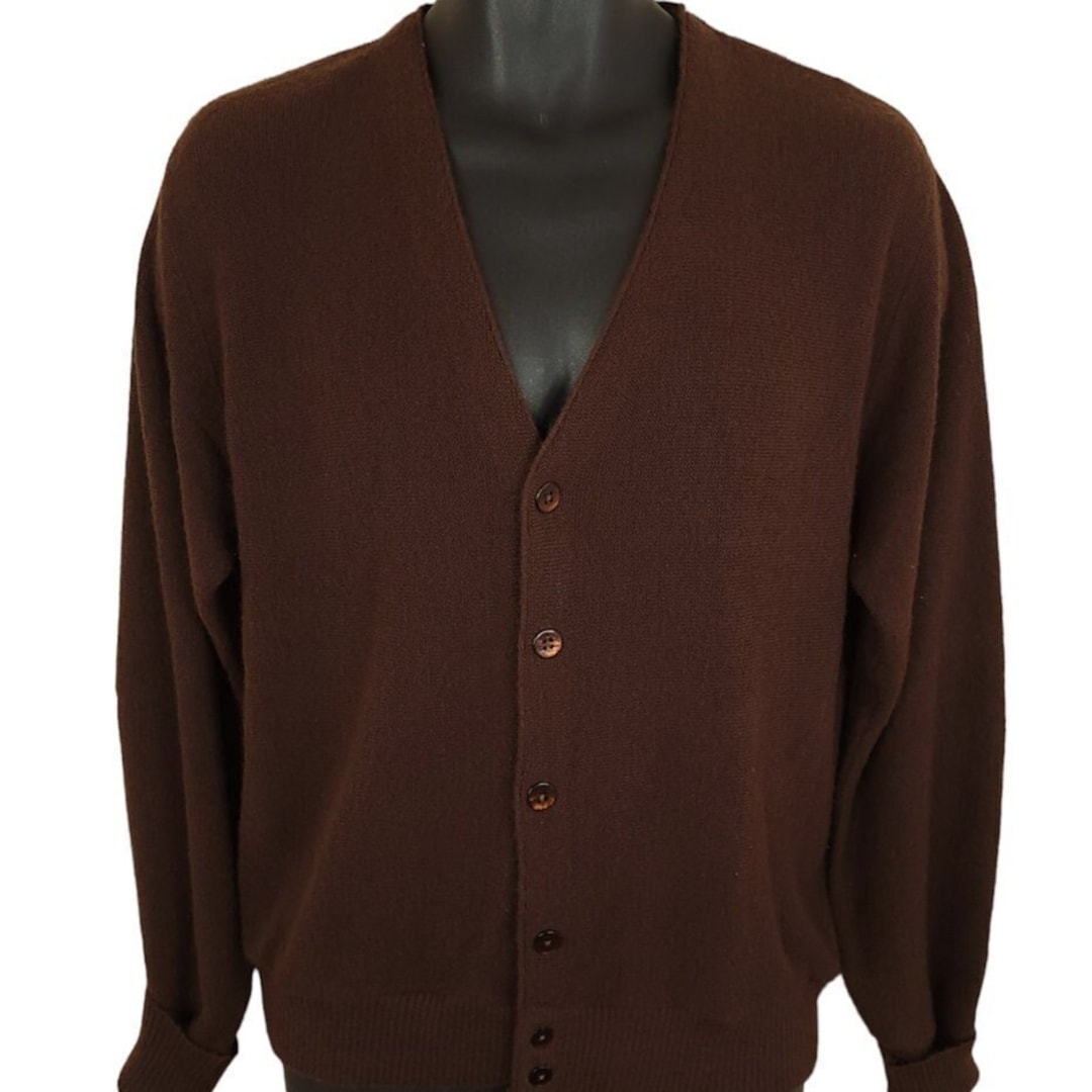 Lord Jeff Cardigan Sweater Vintage 70s Acrylic Made in USA Mens Size