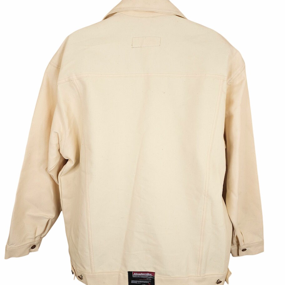 Vintage Akademiks Denim Jacket Mens Size XL Cream Y2K Oversized