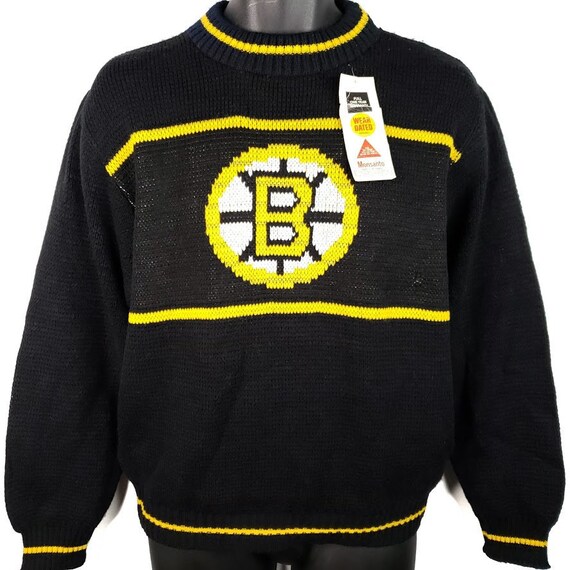 ABoutiqueForHim Boston Bruins Sweater Vintage 80s NHL Hockey Made in USA Mens Size Medium Deadstock