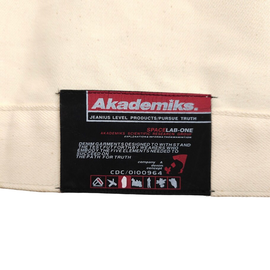 Vintage Akademiks Denim Jacket Mens Size XL Cream Y2K Oversized