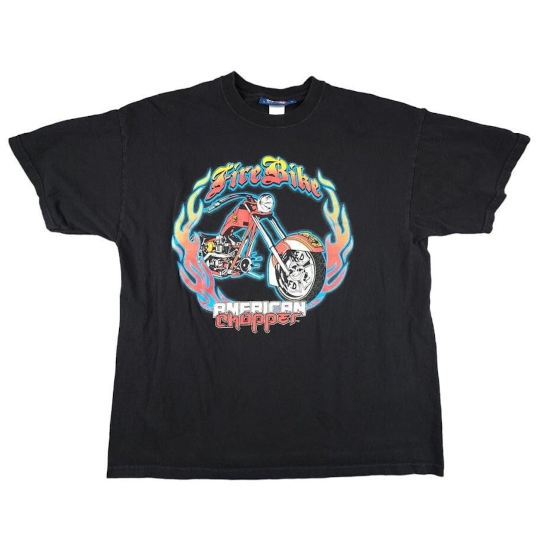 Vintage American Chopper T Shirt Mens Size XL Y2K Fire Bike