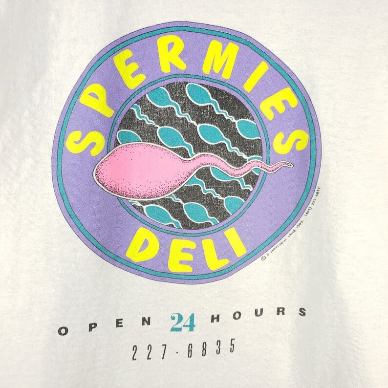 Spermies Deli T Shirt Vintage 90s Hot /& Fresh Open 24 Hours Made In USA Mens Size 2XL