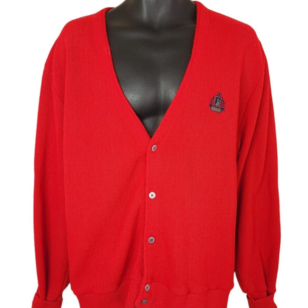Izod Cardigan Sweater Vintage 80s 90s Grandpa Sweater Made