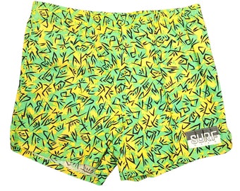 Surf Gear Badeshorts Vintage 80er Jahre All Over Print Abstrakt Made In USA Herren Größe Medium
