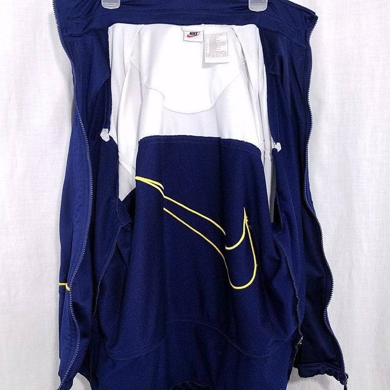 Nike Jacka Vintage 90-tals Jumbo Swoosh Spell Out Vit Tagg Blå Herr Storlek Small bild 5