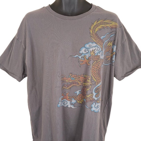 Vintage Infamous Dragon T Shirt Mens Size 2XL Gray