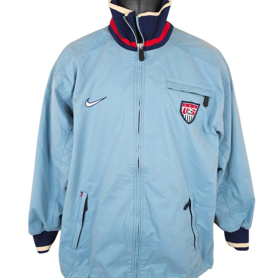 Vintage US National Team Soccer Jacket Mens Size Small Blue 90s