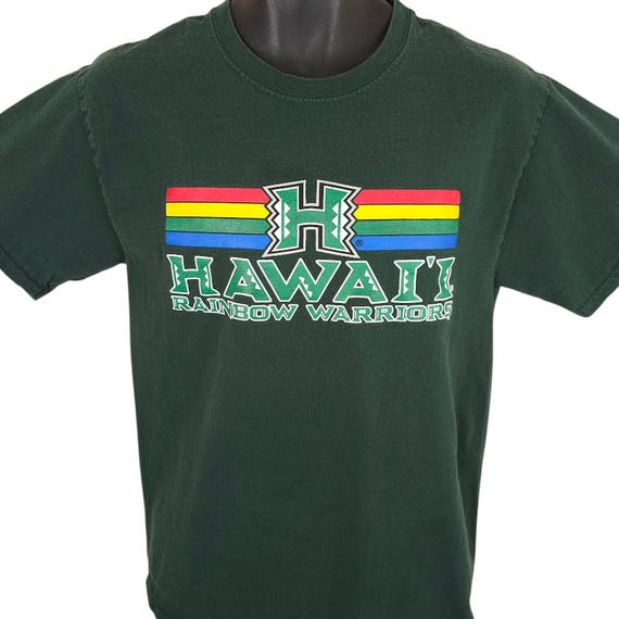 Vintage Hawaii Rainbow Warriors T Shirt Mens Size Small Green Y2K