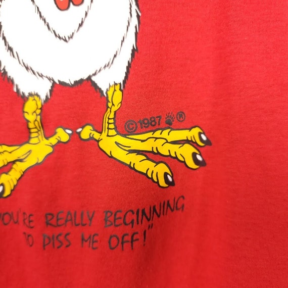 Rooster Chicken T Shirt Vintage 80s Funny Crude H… - image 3