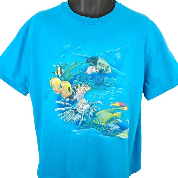 Tropical Fish T Shirt Mens Size XL Vintage 90s Coral Reef Sea