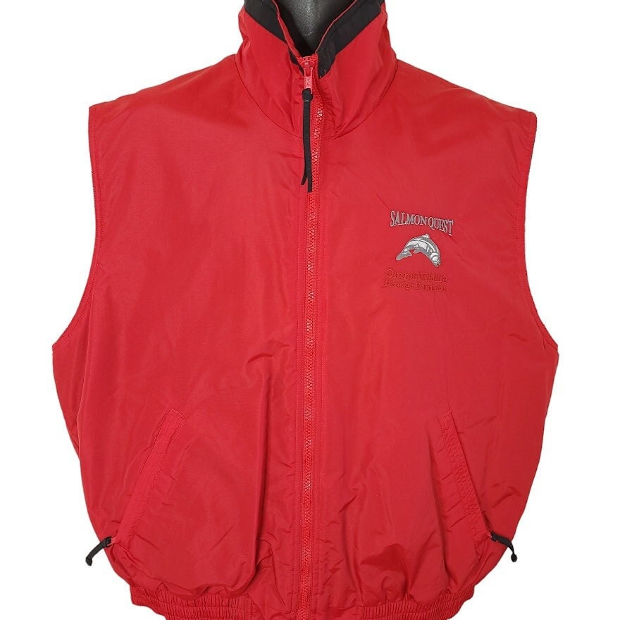 Salmon Quest Weste Jacke Vintage Y2K Angelturnier Oregon Wildlife Heritage Foundation Herren Größe Large