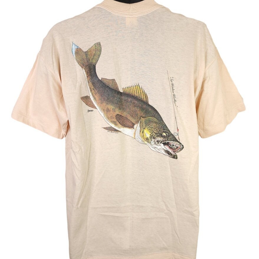 Walleye Fish T Shirt Vintage 80s Yellow Pike Fishing Pickerel Made