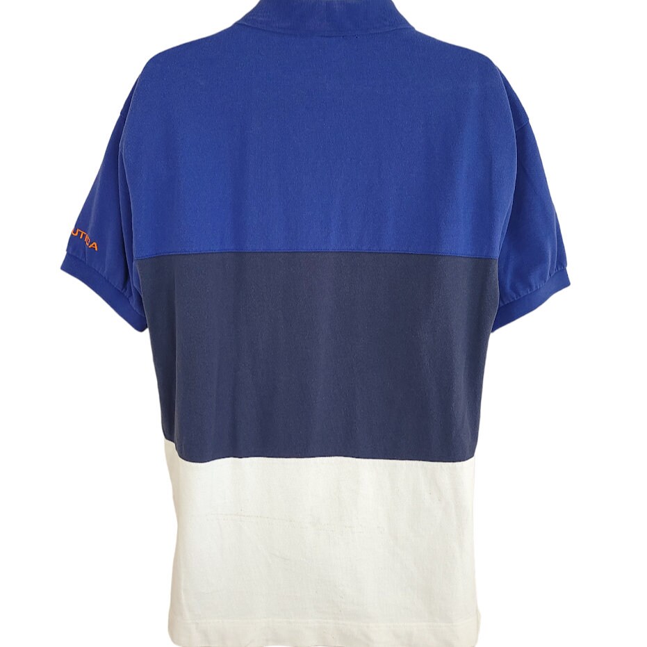 Nautica Competition Polo Shirt Vintage 90s Striped Colorblock Mens