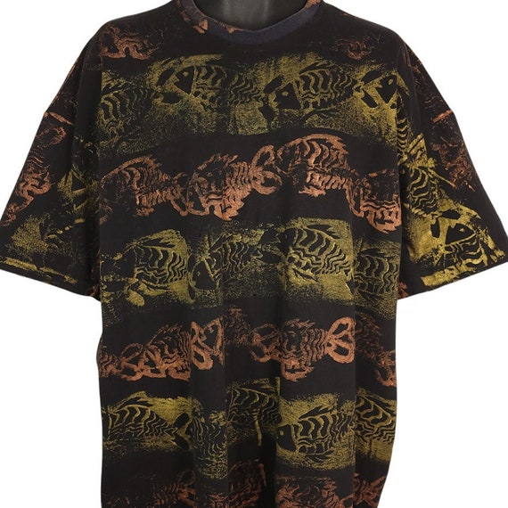 All Over Print Fish T Shirt Vintage 90s Tropical Travel Ocean Life 