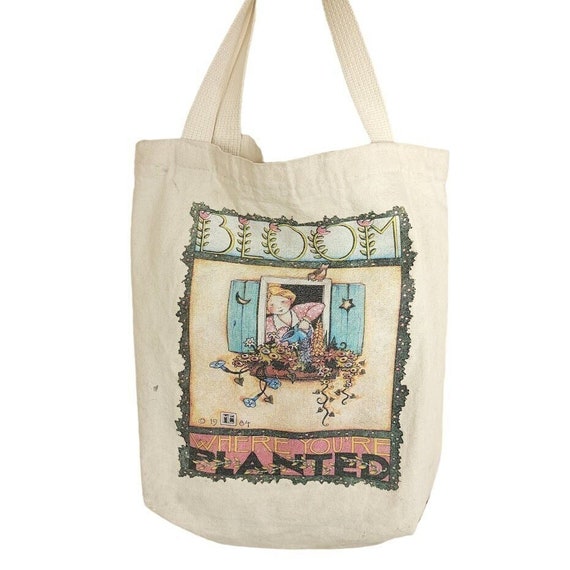Mary Engelbreit Canvas Tote Bag Vintage 80s 1984 … - image 1