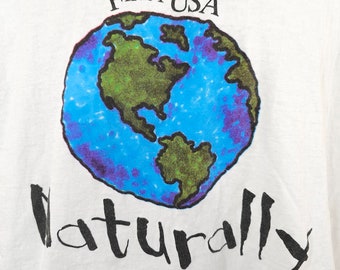 World T Shirt Mens Size XL Vintage 90s Naturally Earth Globe