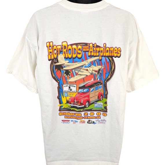 Hot Rods and Airplanes T Shirt Mens Size XL Vintage Y2K 2005 La