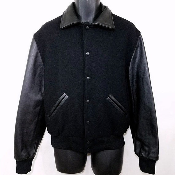 Dehen Wool Leather Varsity Jacket Vintage 90s Bmc West Building Materials Made In Usa Mens Size Medium