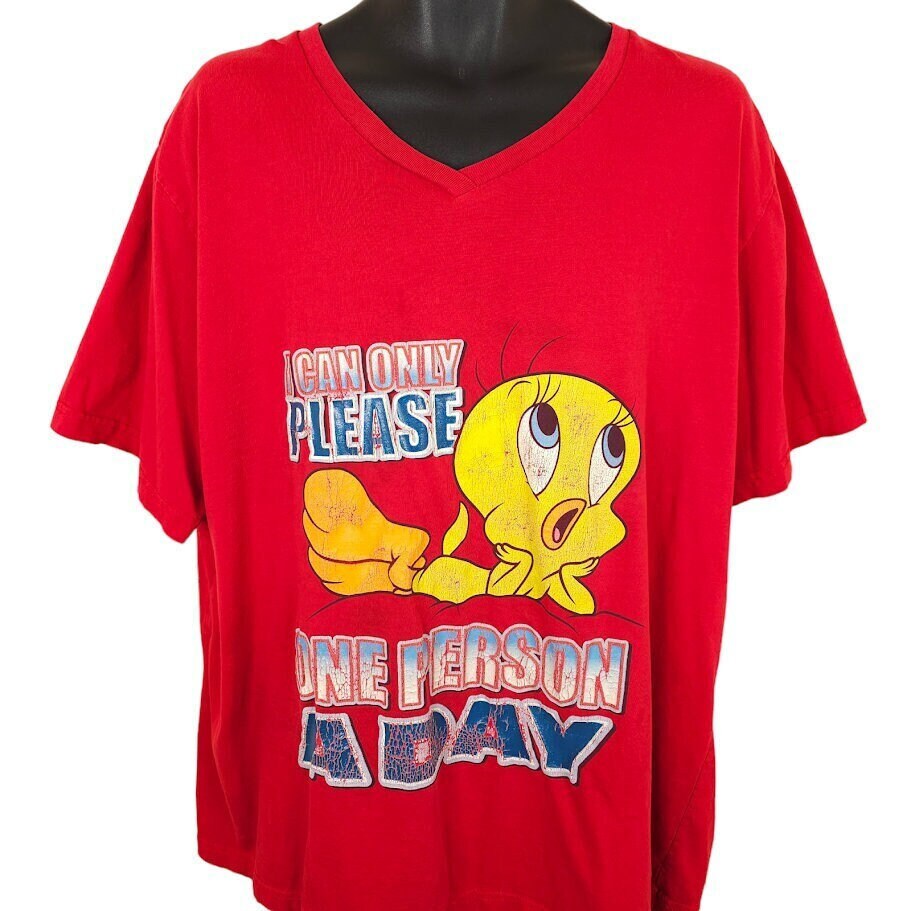 Vintage Tweety Bird T Shirt Womens Size 2XL Red Y2K Today is Not