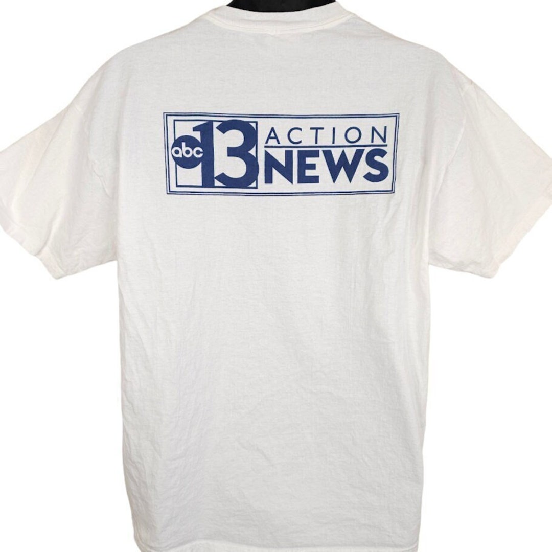 Vintage ABC Action News T Shirt Mens Size Large White Y2K TV