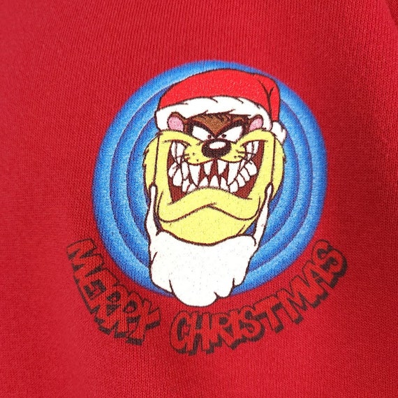 Taz Christmas Sweatshirt Vintage 90s Santa Claus … - image 3