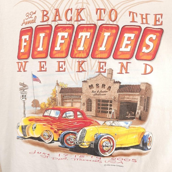 Vintage Car Show T Shirt Mens Size XL White Y2K 2005 Back to the