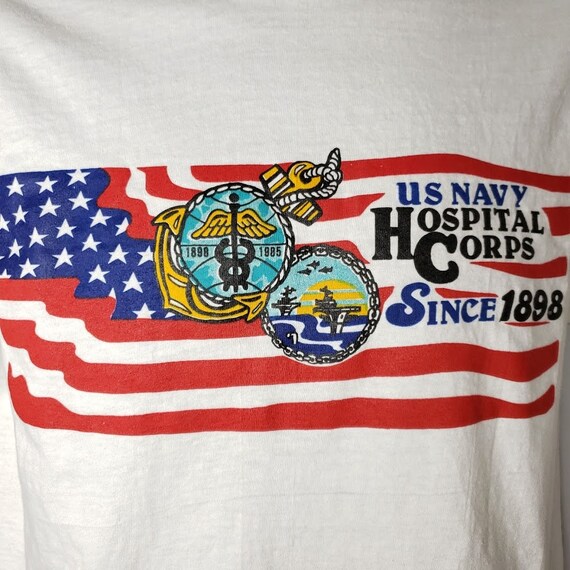 US Navy Hospital Corps T Shirt Vintage 80s 1985 U… - image 2