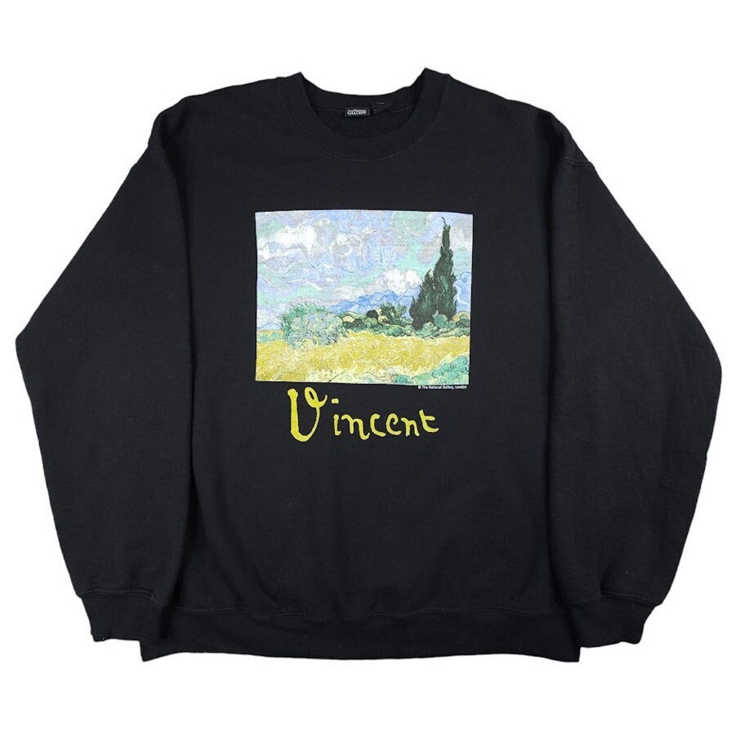 Vintage Vincent Van Gogh Sweatshirt Mens Size Medium Black