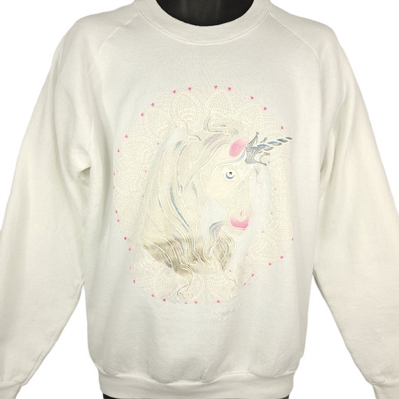 Unicorn Sweatshirt Vintage 90s Puffy Paint Made in USA Mens Size Large