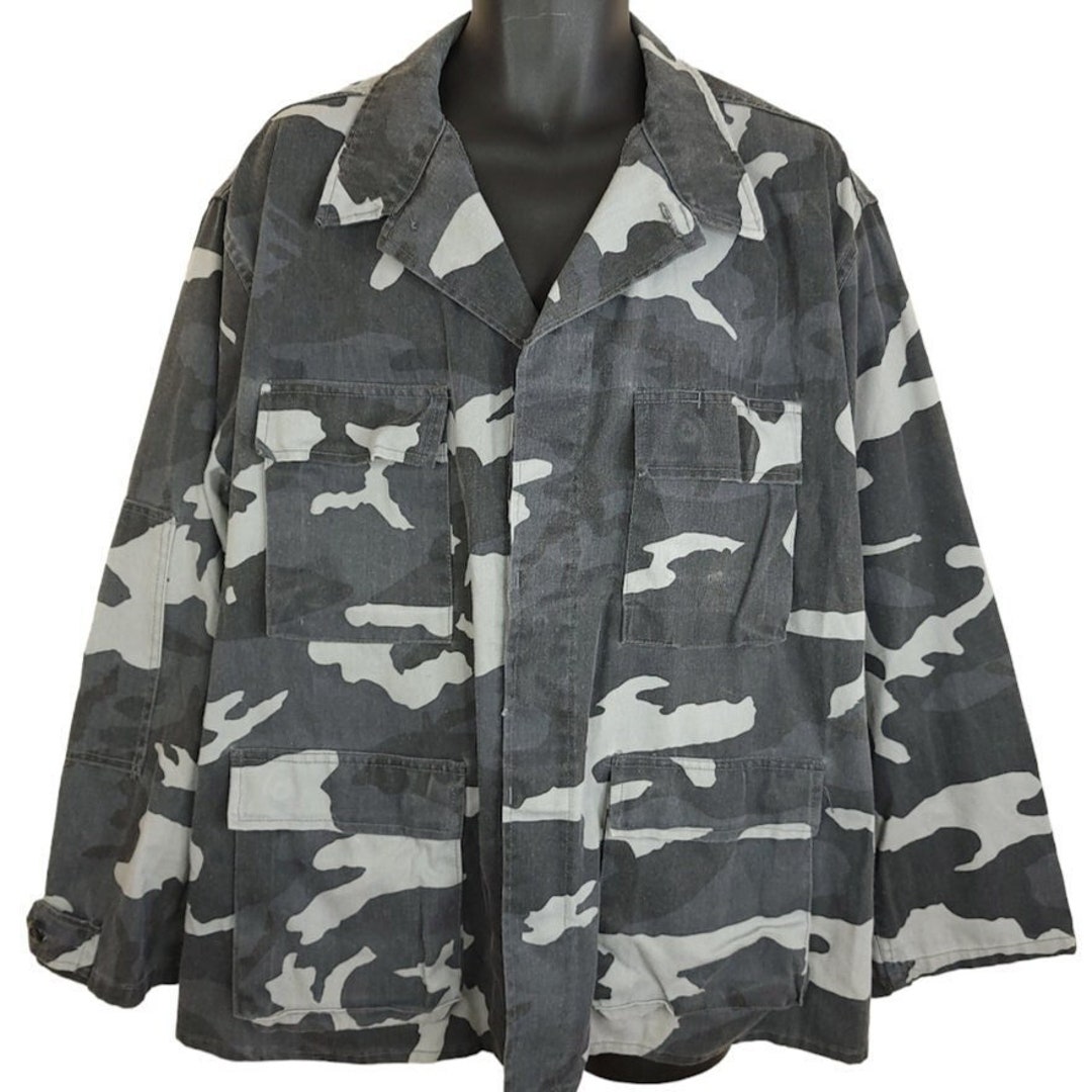 Military Gray Camouflage Uniform Jacket and Trousers Vintage 80s Made