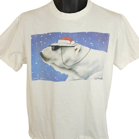 Cool Yule Christmas Polar Bear T Shirt Vintage 90s Will Bullas Art 