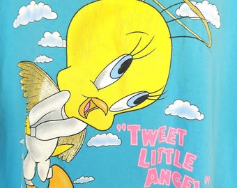 Vintage Tweety Bird T Shirt Mens Size 2XL Blue 90s Sleep Tee