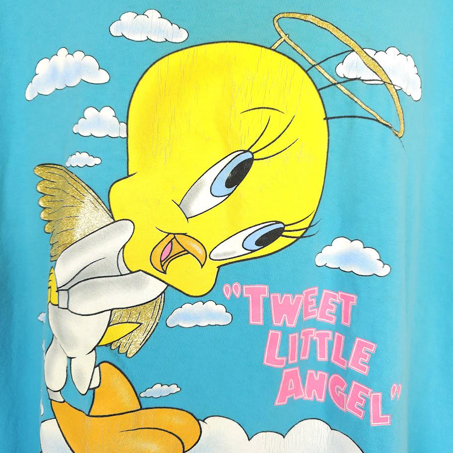 Vintage Tweety Bird T Shirt Mens Size 2XL Blue 90s Sleep Tee