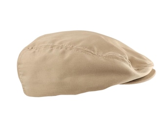 Vintage Flat Cap Mens One Size Beige 90s Ivy Hat Plaid Lining