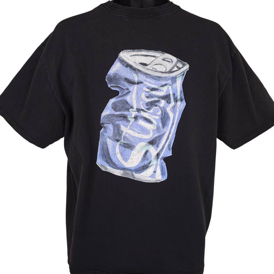 Vintage Stussy Soda Can T Shirt Mens Size XL Black Y2K Art Tee