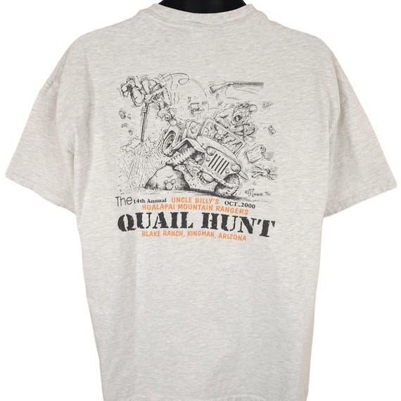 Vintage Quail Hunting T Shirt Mens Size XL Gray Y2K Hualapai