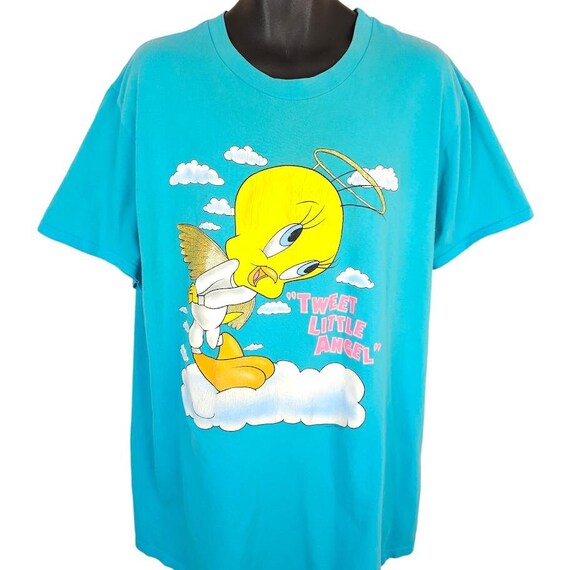 Vintage Tweety Bird T Shirt Mens Size 2XL Blue 90s Sleep Tee