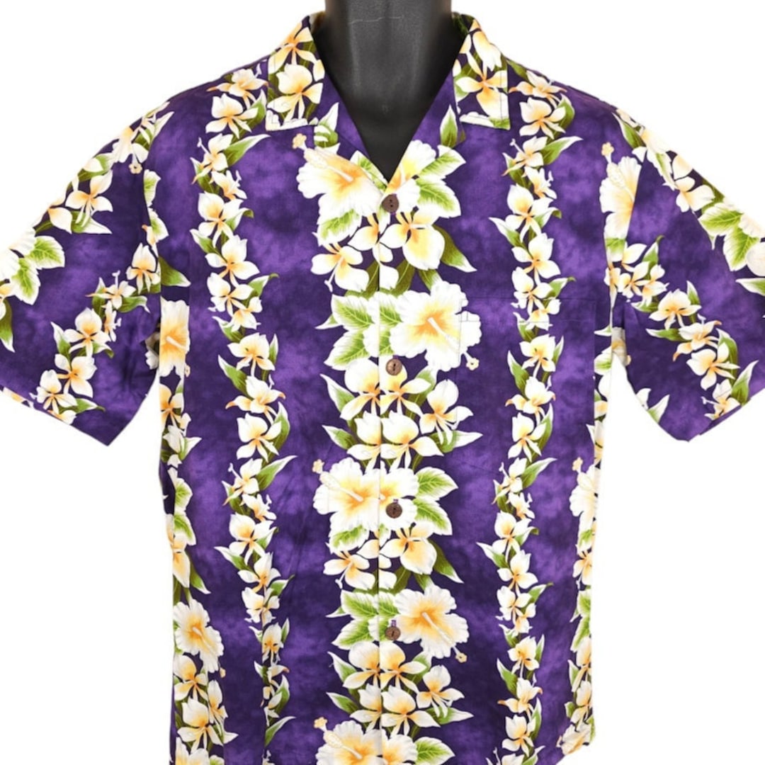Royal Blue and Purple Boy's Hawaiian Shirt