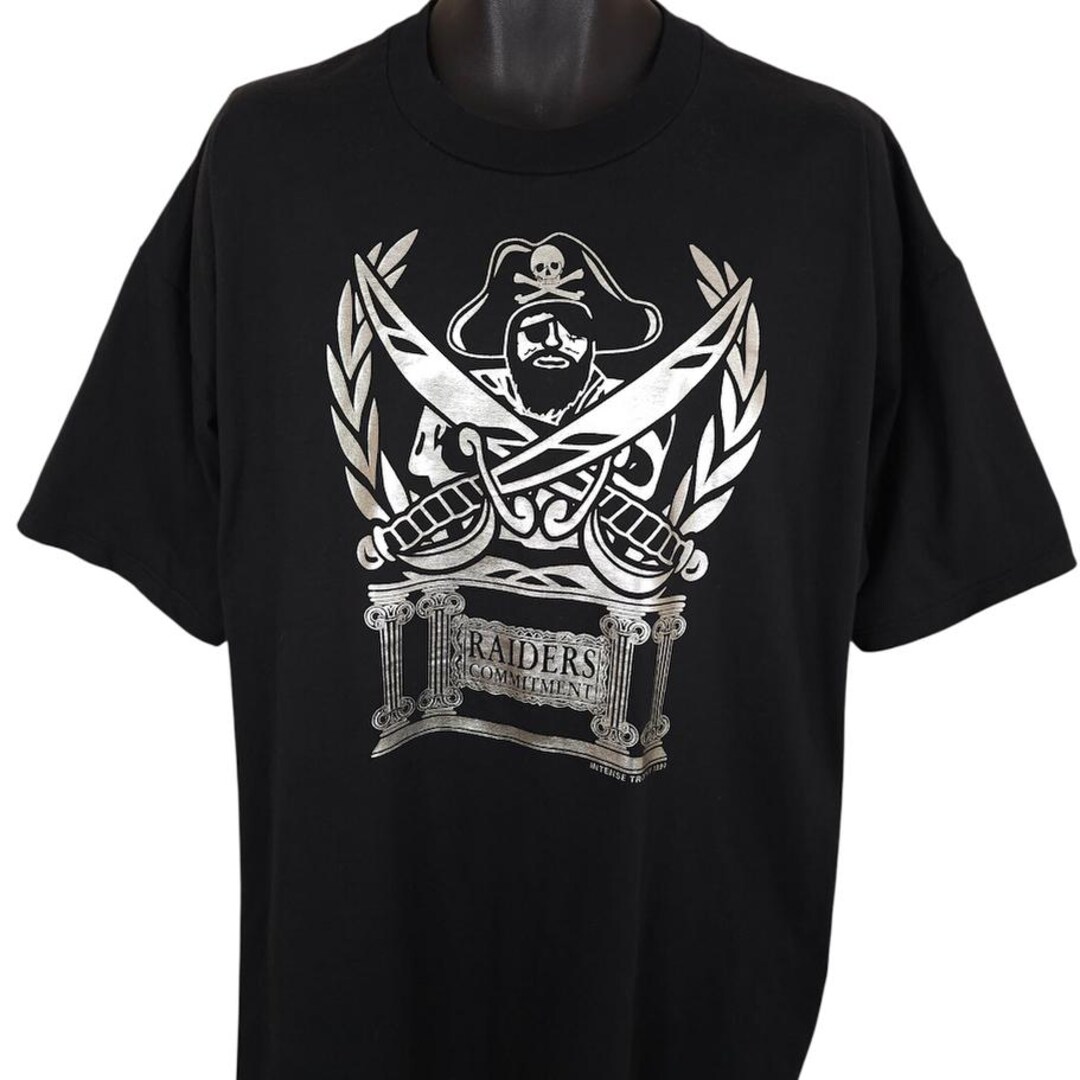Vintage Oakland Raiders T Shirt Mens Size 3XL Black 90s NFL