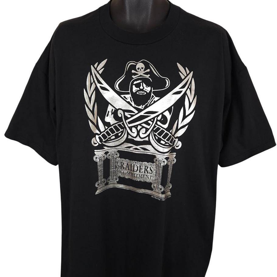 Vintage Oakland Raiders T Shirt Mens Size 3XL Black 90s NFL