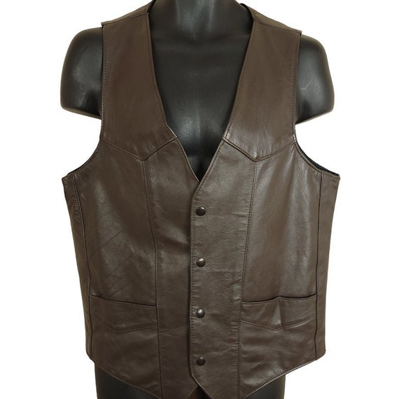 Western Leather Vest Vintage 80s Award Design Western Apparel Made 