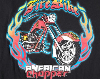 Vintage American Chopper T Shirt Mens Size XL Y2K Fire Bike
