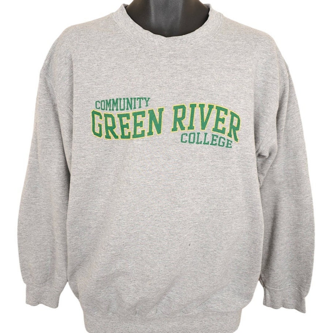 Vintage Green River Community College Sweatshirt Mens Size Medium Gray